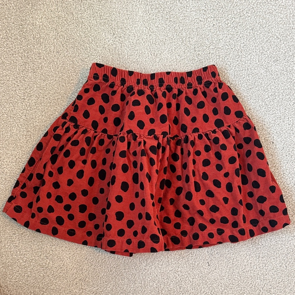 Hanna Andersson Tiered Skirt with Black Polka Dots